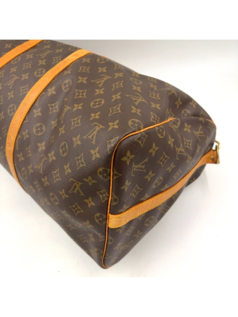 Louis Vuitton Keepall Bandouliere 55 Monogram Leather Brown Boston Bag Gold - Picture 11 of 15